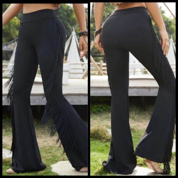 Fashion Nova Pants - Black Fringe Pants